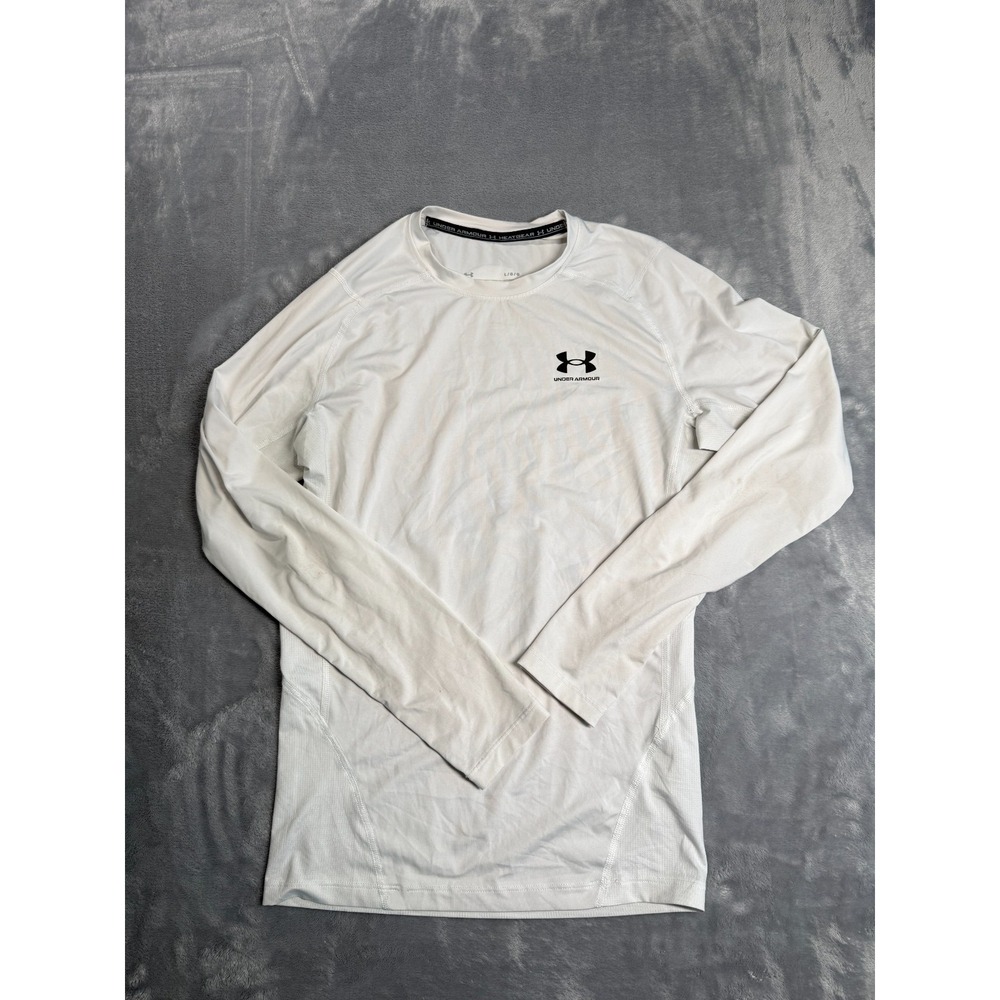 Under Armour HeatGear Mens Large White Crew Neck Compression Long Sleeve Shirt